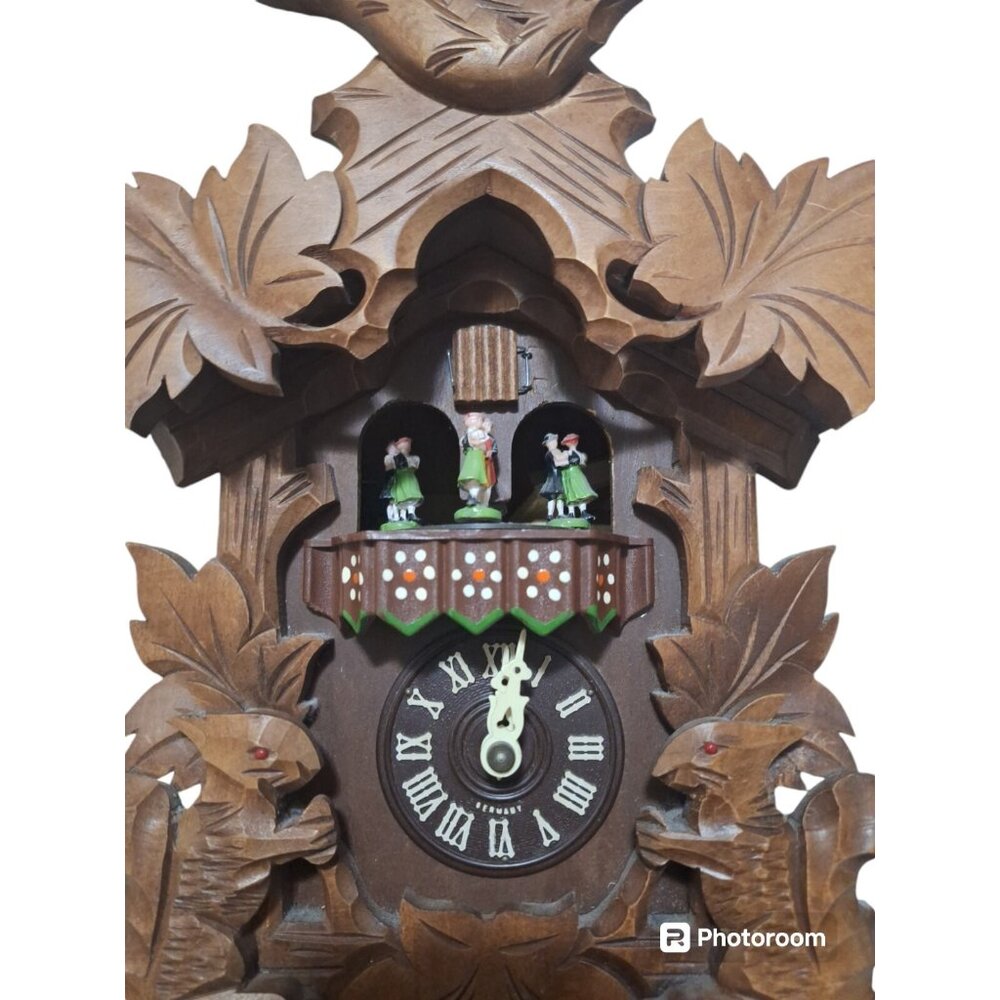 Black Forest HUNTERS West Germany Cuckoo Clock Albert Schwab Karlsruhe UNTESTED - Picture 6 of 16